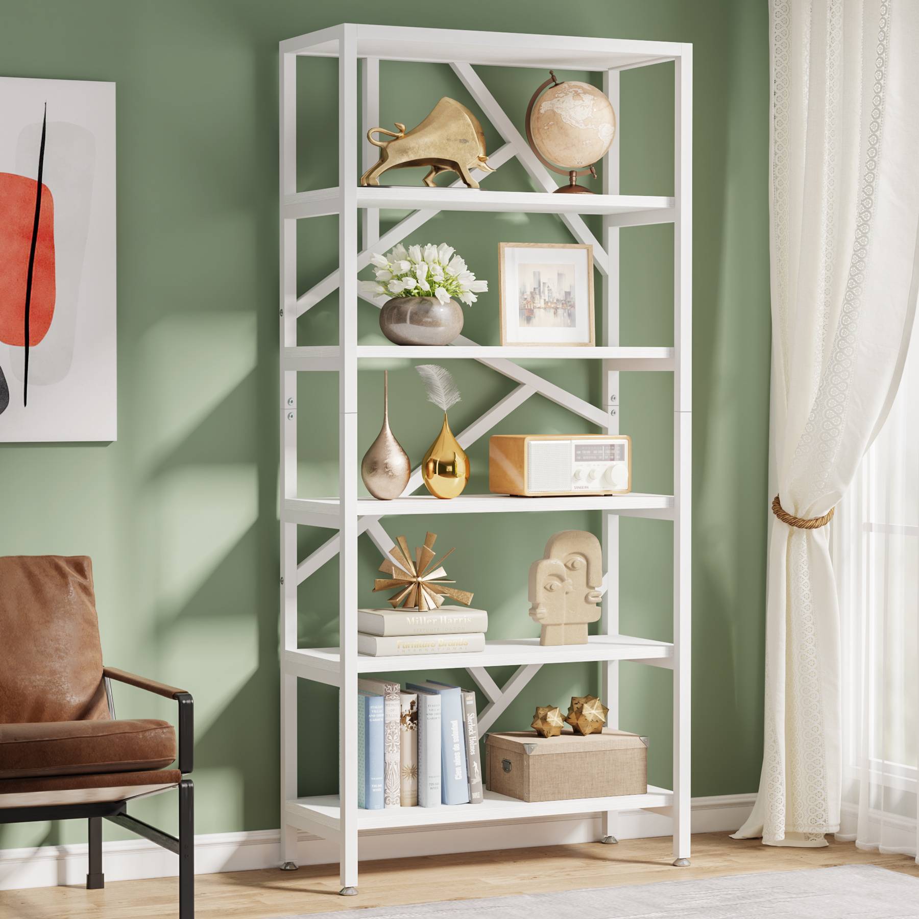 Tribesigns Bookshelf, 71" Industrial Etagere Bookcase 6 Shelf Display Rack Tribesigns